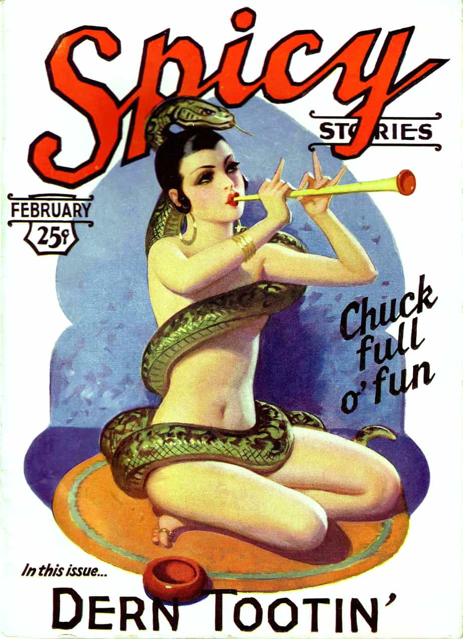 Enoch Bolles (1883-1976) cover, “Spicy Stories”, Feb. 1930 snake charmer